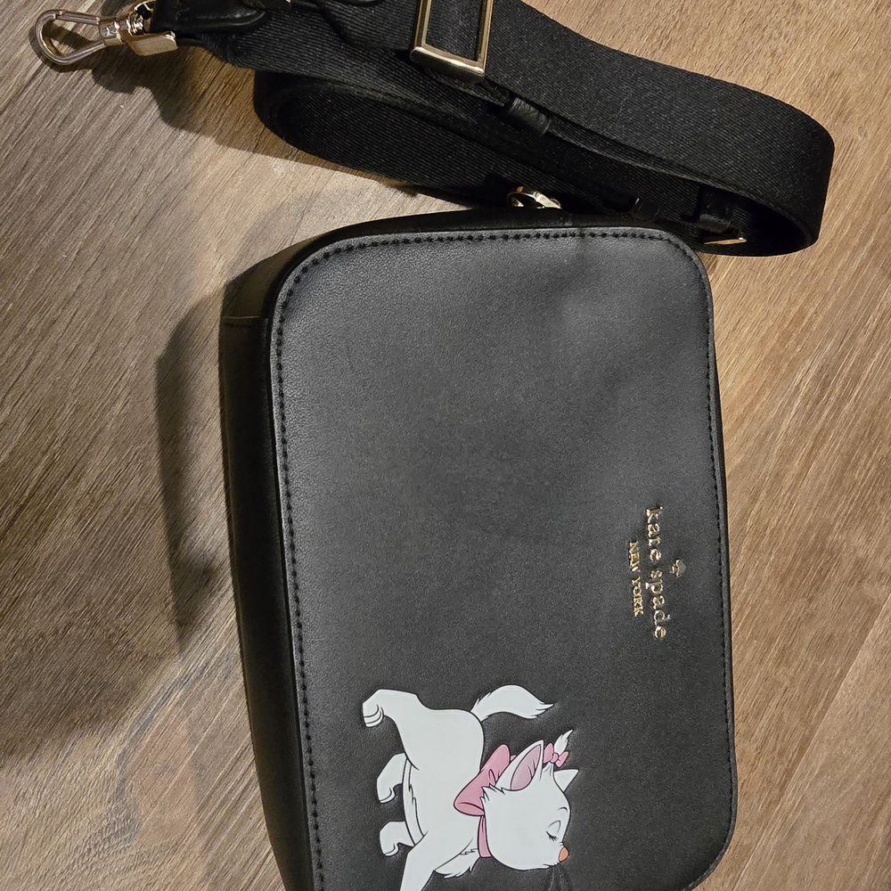 Kate Spade Black Crossbody Bag with  Disney Aristocats Marie